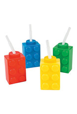 FUN EXPRESS Brick Party - Cup with Straw & Lid