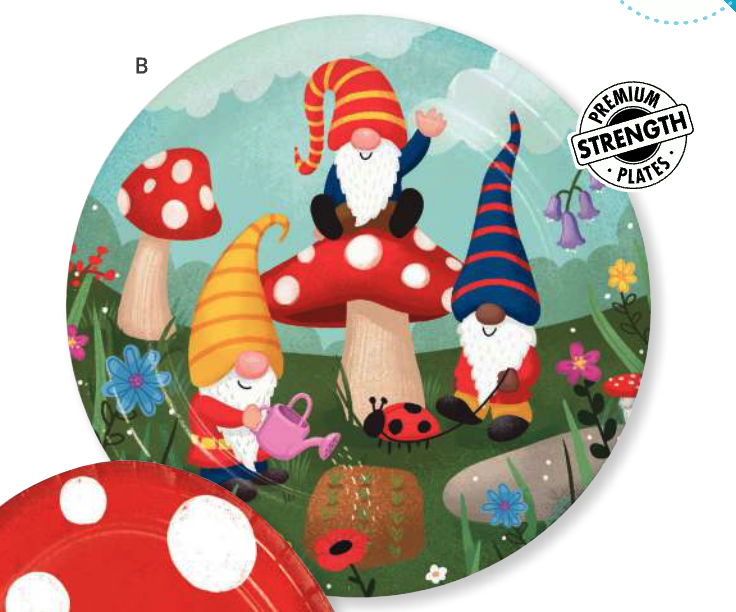 Creative Converting Party Gnomes 9" Plates (YARD SALE)
