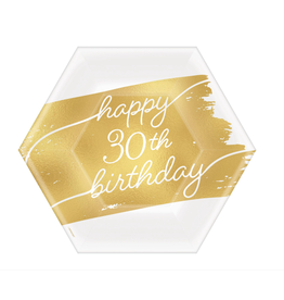 Golden Age Birthday 30th 7" Hexagon Metallic Plates
