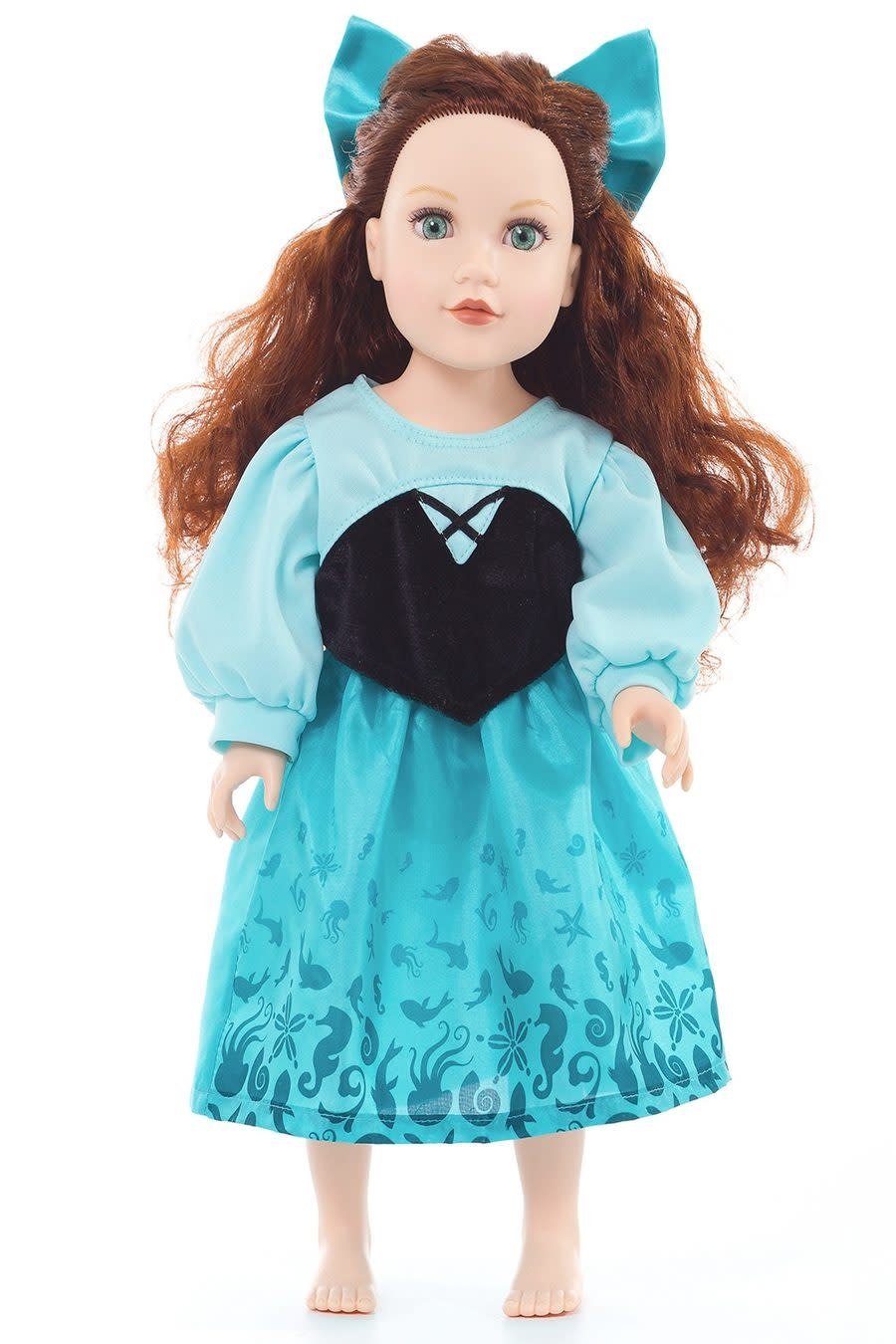 Little Adventures Doll Dress Mermaid Day Dress with hair bow