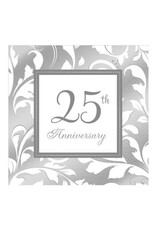 Silver Elegant Scroll - Napkins, Beverage 25th (Clearance)