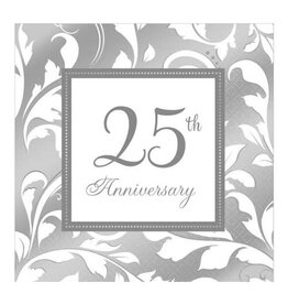 Silver Elegant Scroll - Napkins, Lunch 25th (Clearance)