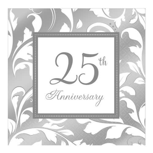Silver Elegant Scroll - Napkins, Lunch 25th (Clearance)