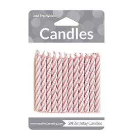 Creative Converting Candles - Pink Candy Striped 24ct