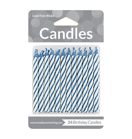 Creative Converting Candles - Blue Candy Striped 24ct