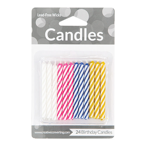 Creative Converting Candles - Assorted Candy Striped 24ct