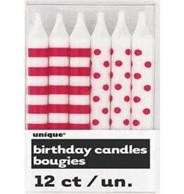 Unique Candles - Red Stripe/Polka Dot QTY: 12
