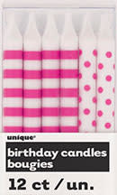 Unique Candles - Hot Pink Stripe/Polka Dot