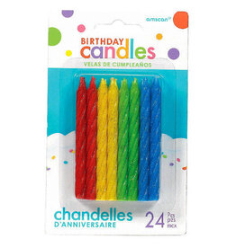 Candles - Large Spiral Glitter- Primary