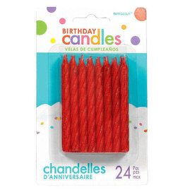 Candles - Large Spiral Glitter - Red