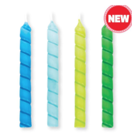 Creative Converting Candles - Blue and Green Spiral 12ct