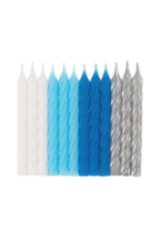 Unique Candles - White, Blue , Silver Spiral