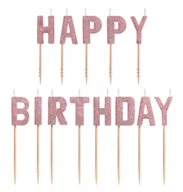 Candle - Blush Happy Birthday Pick