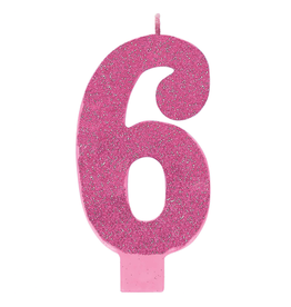Large Glitter Candle #6 - Pink