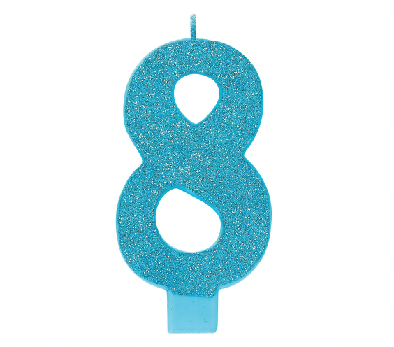 Large Glitter Candle #8 - Blue