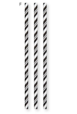 Creative Converting Straws - Striped Black Velvet - 24ct