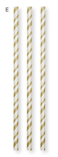 Creative Converting Straws - Striped Gold- 24ct
