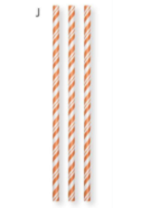 Creative Converting Straws - Striped Orange - 24ct