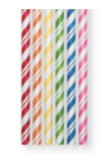 Creative Converting Straws - Striped Multicolor - 24ct