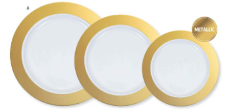 Creative Converting Metallic Rim 10" Plates - Gold 10ct