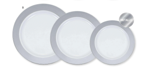 Creative Converting Metallic Rim 7" Plates - Silver 10ct