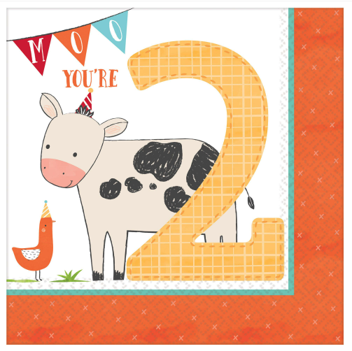 Barnyard Birthday Luncheon Napkins - 2nd Birthday