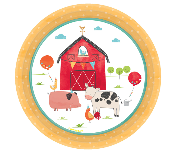 Barnyard Birthday Round Plate, 7"