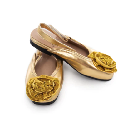 Little Adventures Gold Sparkle Shoes - Size 13/1 - Adjustable Strap