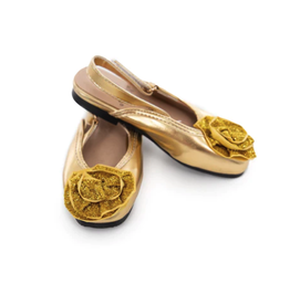 Little Adventures Gold Sparkle Shoes - Size 11/12 - Adjustable Strap