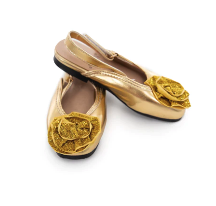 Little Adventures Gold Sparkle Shoes - Size 11/12 - Adjustable Strap