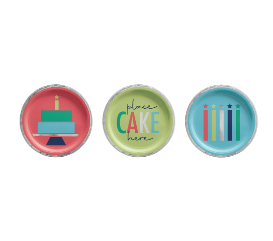 Modern Birthday 7" Plates - Let's Eat Cake Assortment