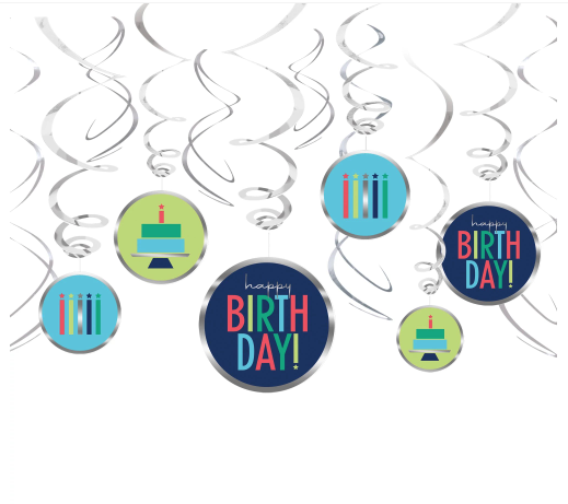 Modern Birthday Swirl Decorations