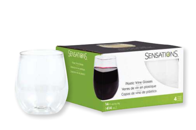 Creative Converting Stemless Wine Glass 14oz - 4ct Clear