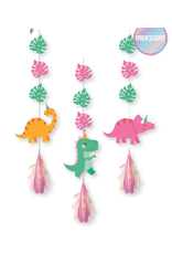 Creative Converting Girl Dino Party - Hanging Cutouts with Tassels
