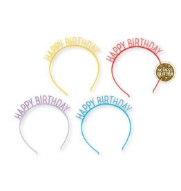 Creative Converting Happy Birthday Glitter Headbands - 4ct