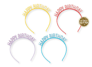 Creative Converting Happy Birthday Glitter Headbands - 4ct