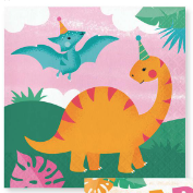 Creative Converting Girl Dino Party - Lunch Napkin