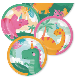 Creative Converting Girl Dino Party - 7" Plates