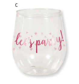 Creative Converting Turning Pink Stemless Wine Glass 14oz