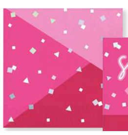 Creative Converting Turning Pink - Hot Pink Foil - Lunch Napkins
