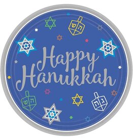 Eight  Happy Nights Hanukkah - 7" Plates 18 ct