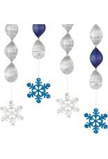 Unique Holiday Snowflake Foil Hanging Decorations  18"  4ct