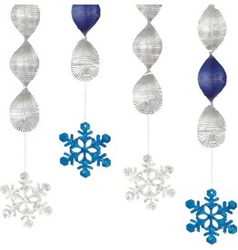 Unique Holiday Snowflake Foil Hanging Decorations  18"  4ct