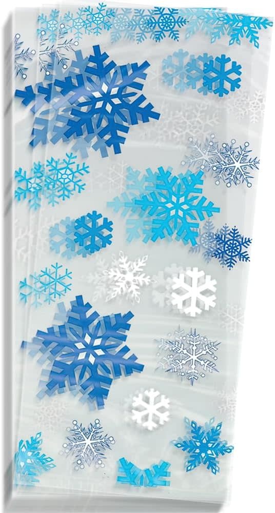 Unique Holiday Snowflakes Blue Cellophane Bags  20ct