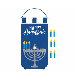 Amscan - Holiday Hanukkah Banner w/Candle Add-Ons, Rod & Rope Hanger
