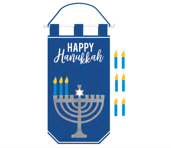 Amscan - Holiday Hanukkah Banner w/Candle Add-Ons, Rod & Rope Hanger