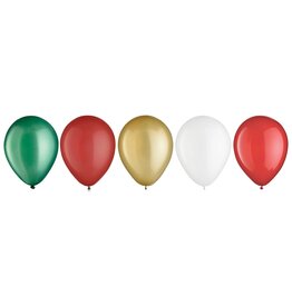 Amscan - Holiday Traditional Christmas Latex Balloons, Asst.