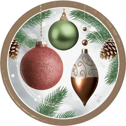 Creative Converting - Holiday Dazzling Ornaments 7"  Plate - 8ct