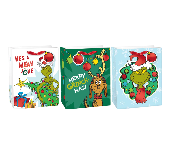 Amscan - Holiday Grinch Medium Multipack Gift Bags