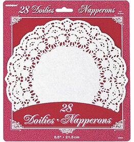 Unique White 8.25" Doilies  28ct